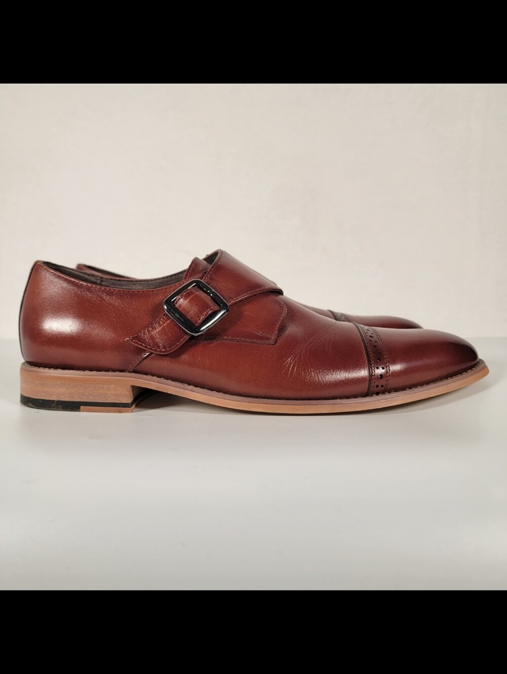 Stacy Adams Desmond Monk Strap Slip-On In Cognac, Size 10